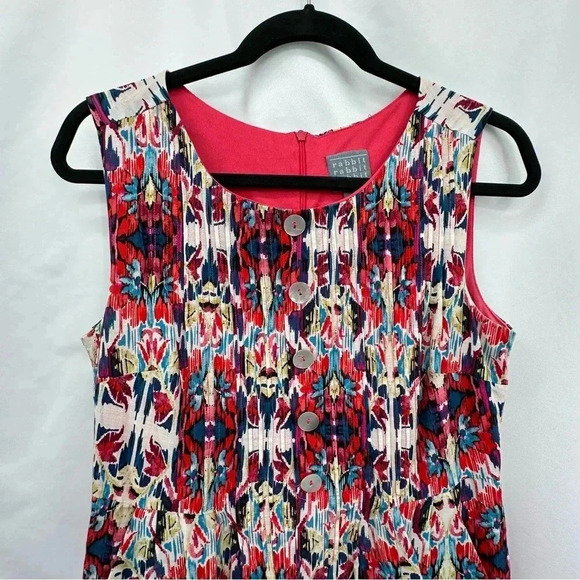 Rabbit Rabbit Rabbit Womens Sleeveless Dress 8 Pink White Back Zip Pockets Lined - Picture 5 of 14